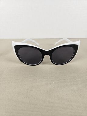 Retro White Cat-Eye Sunglasses with Black Lenses - Women's Accessories